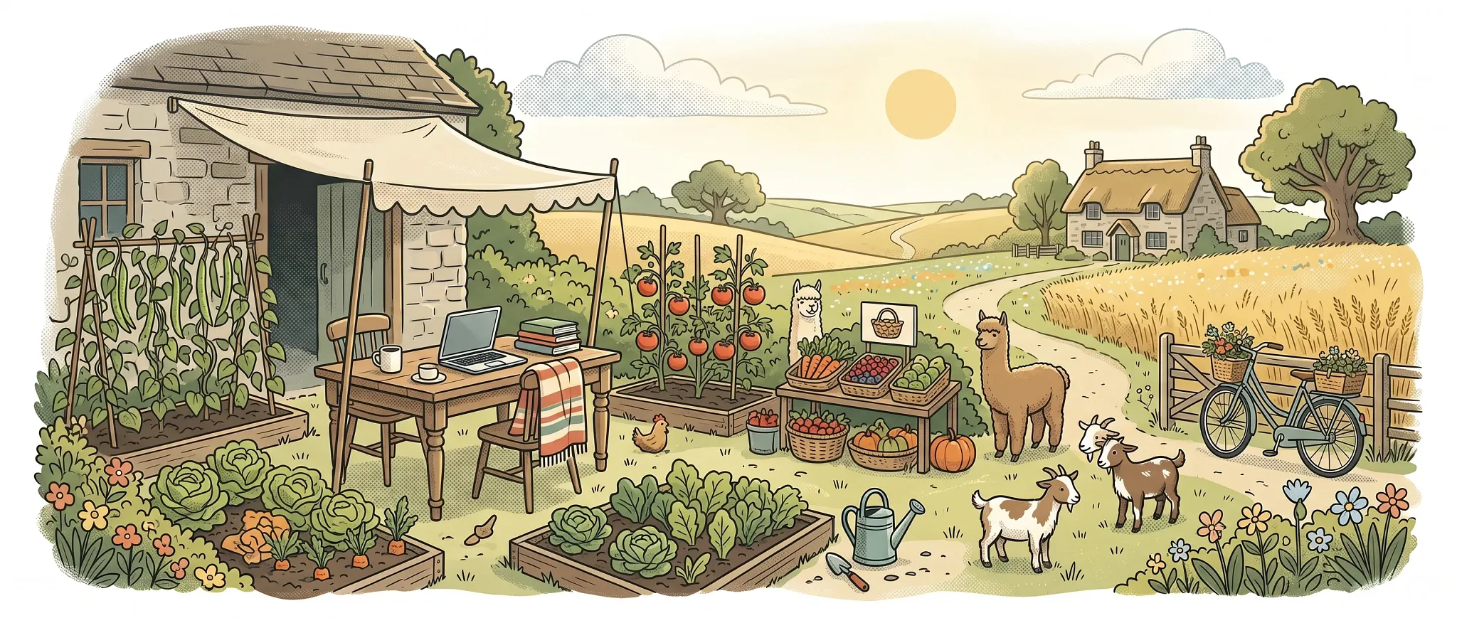 llamas in garden