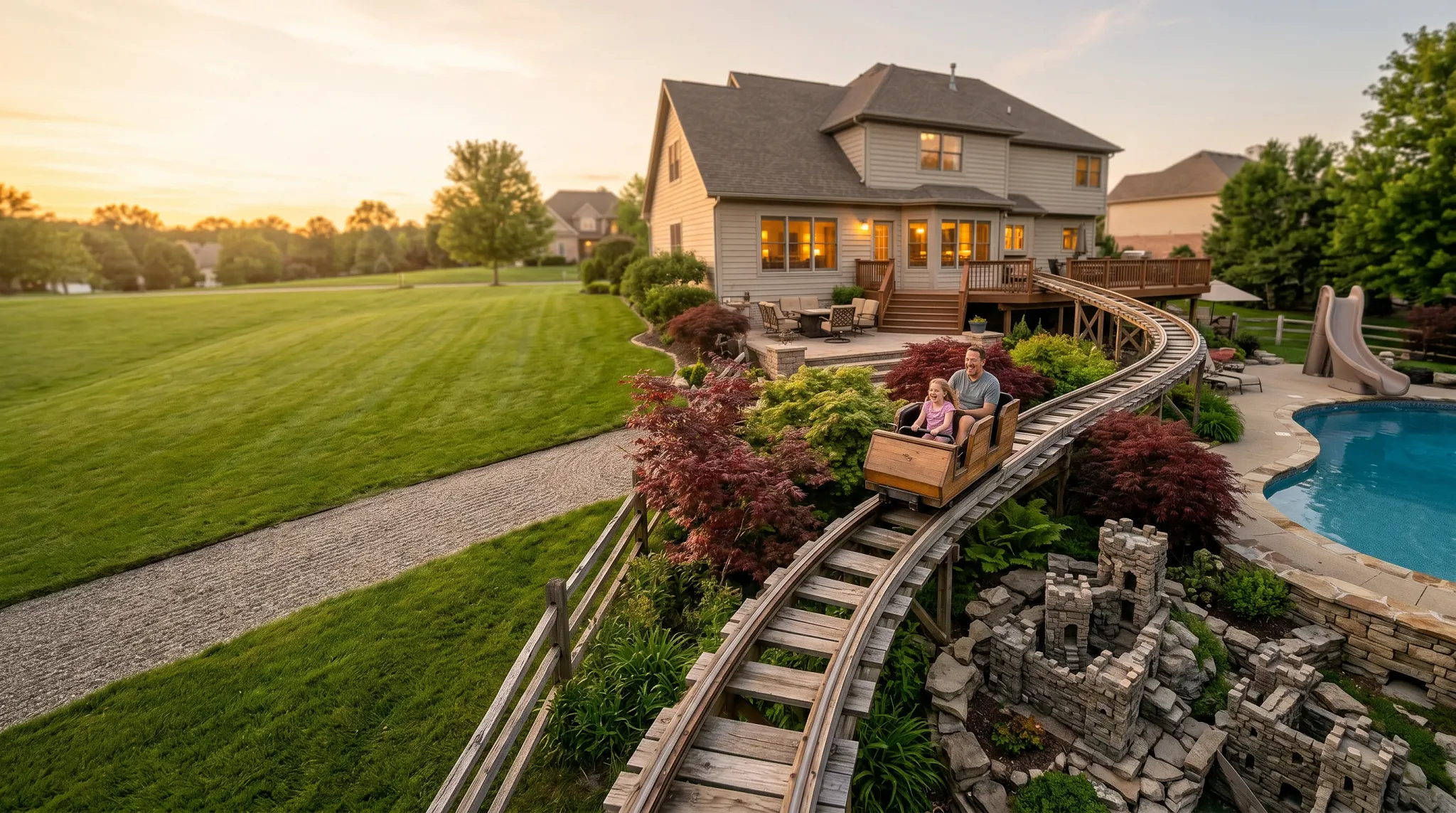 rollercoaster in backyard