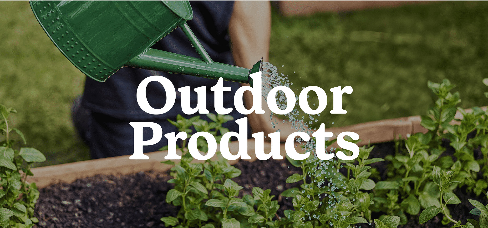 outdoor products on plants being watered background