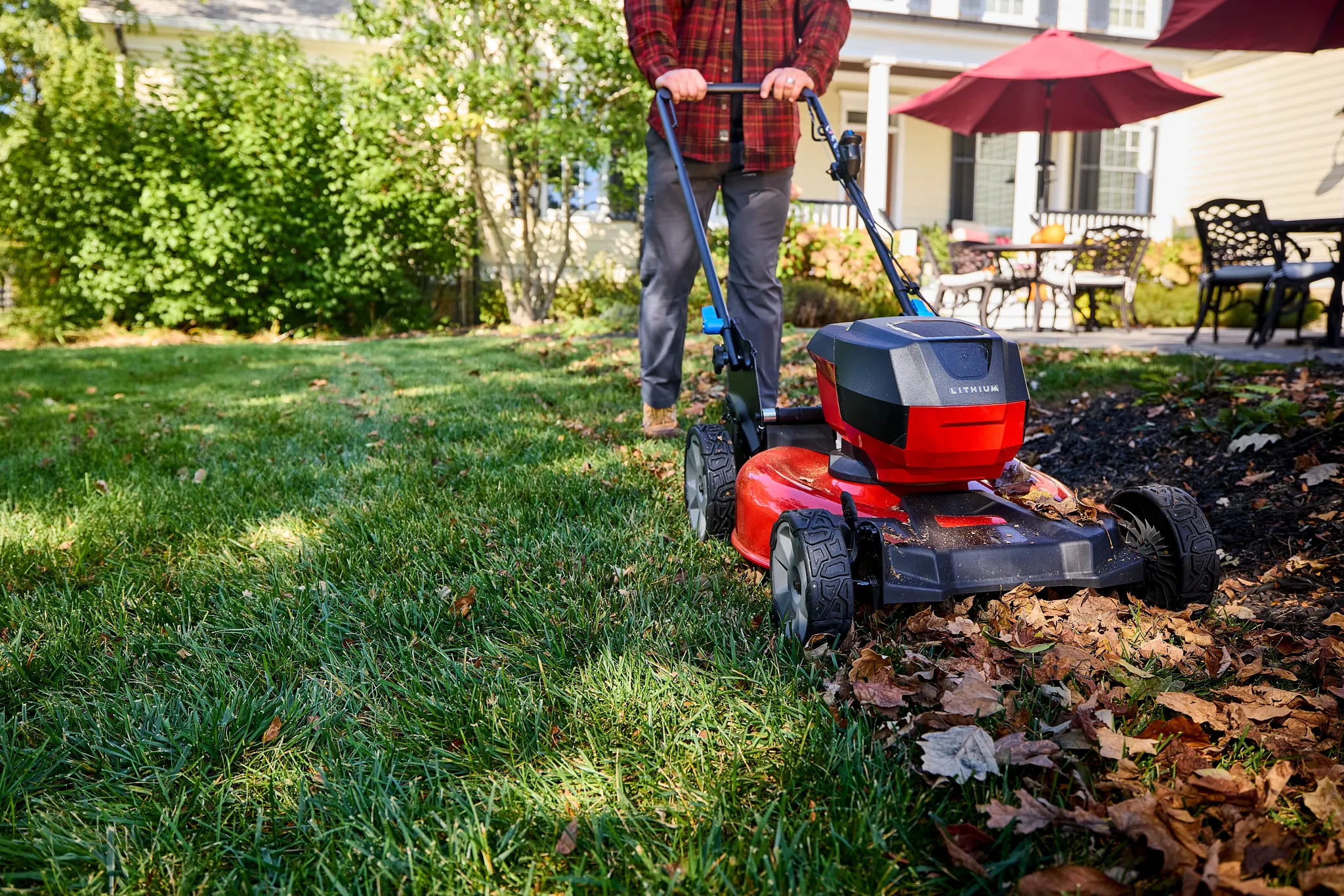 man mowing