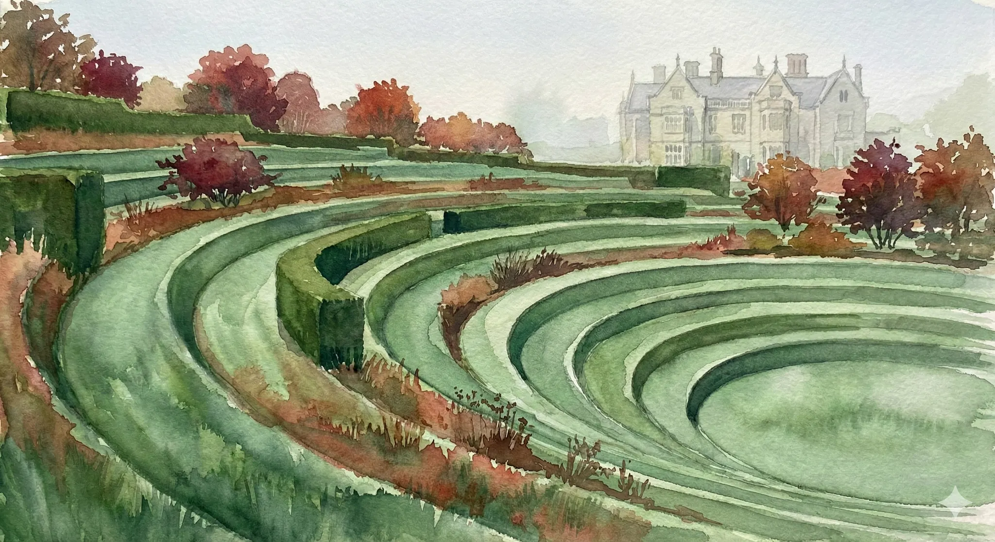 Castle with a Amphitheater garden view