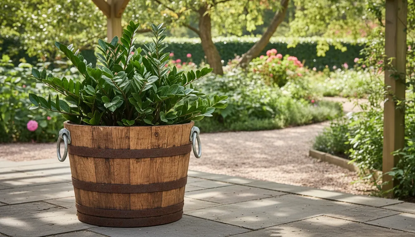 Locust wood cast planter