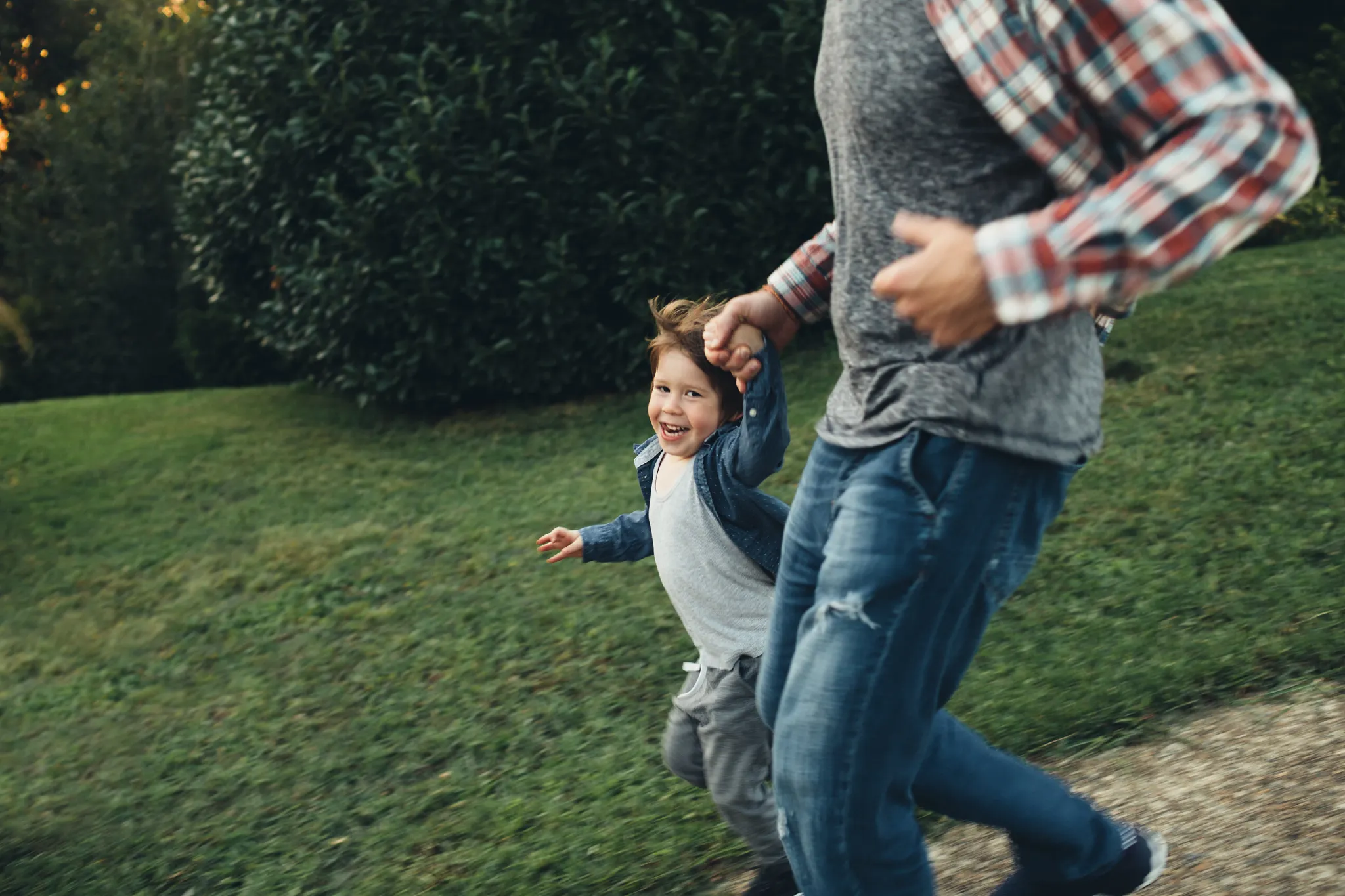 dad and son playing