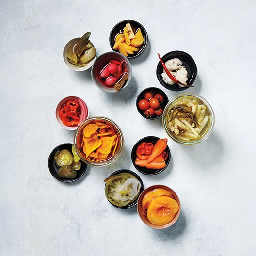 small dishes of preserved produce