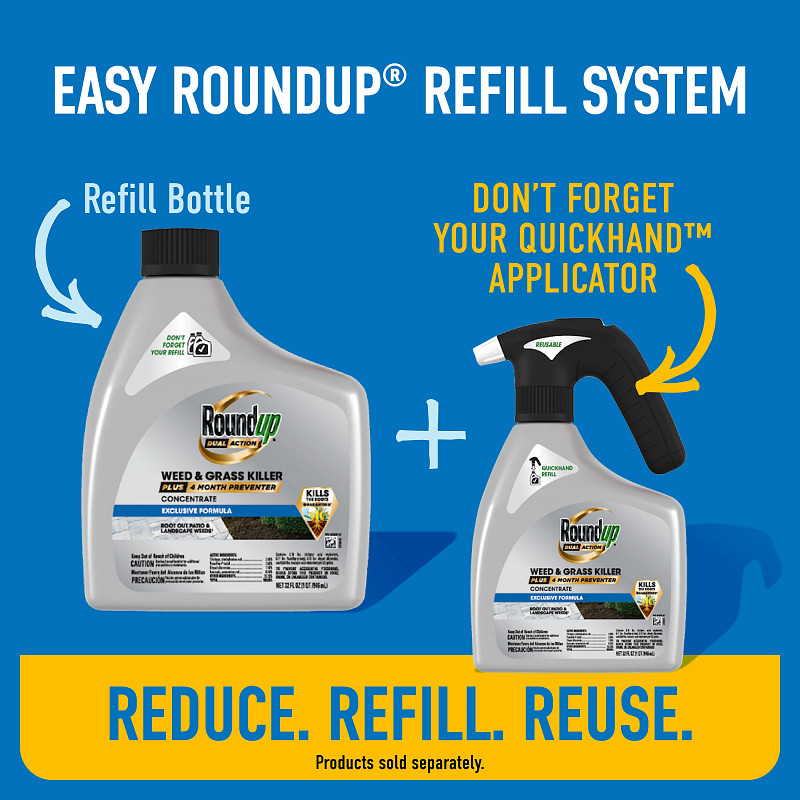 Roundup&reg; Dual Action Weed & Grass Killer Plus 4 Month Preventer with QuickHand&trade; Sprayer Refill image number 6.0