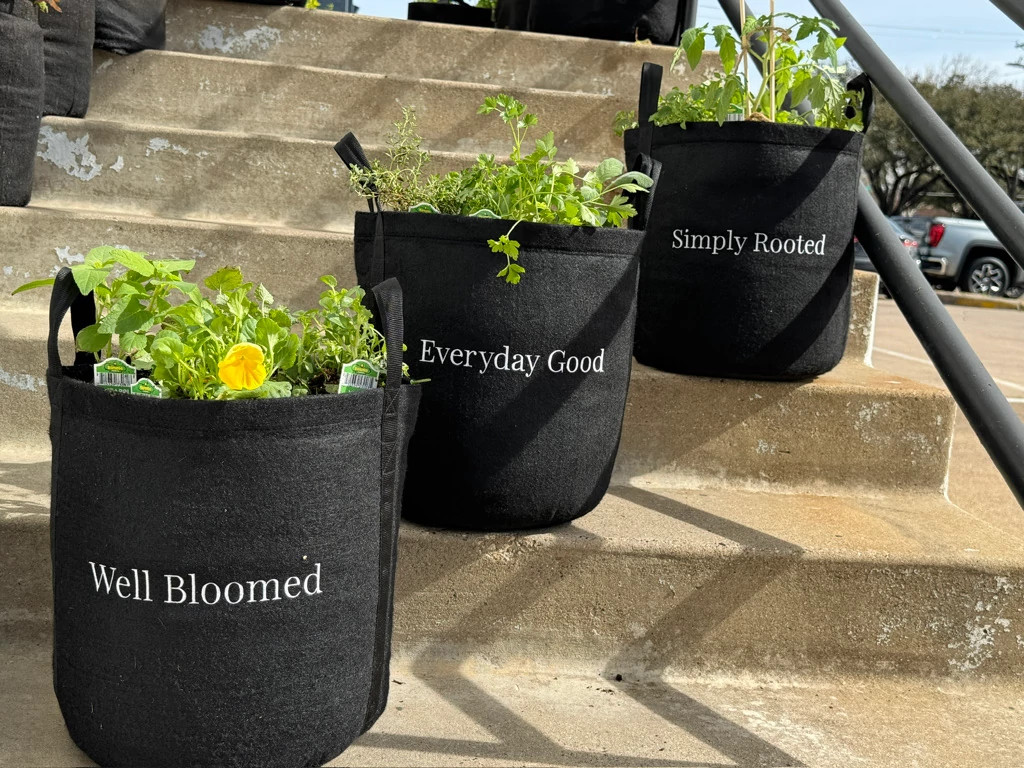 Gardenuity baskets on stairs