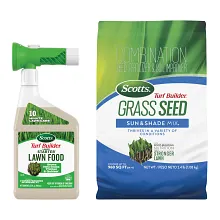 Scotts Turf Builder Grass Seed Sun & Shade Mix and Scotts Turf Builder Liquid Starter Lawn Food image number null