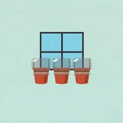 a graphic of 3 planters sitting in front of a window that have been covered with clear plastic held up by two sticks in either side of the dirt to promote moisture and growth of the new seed