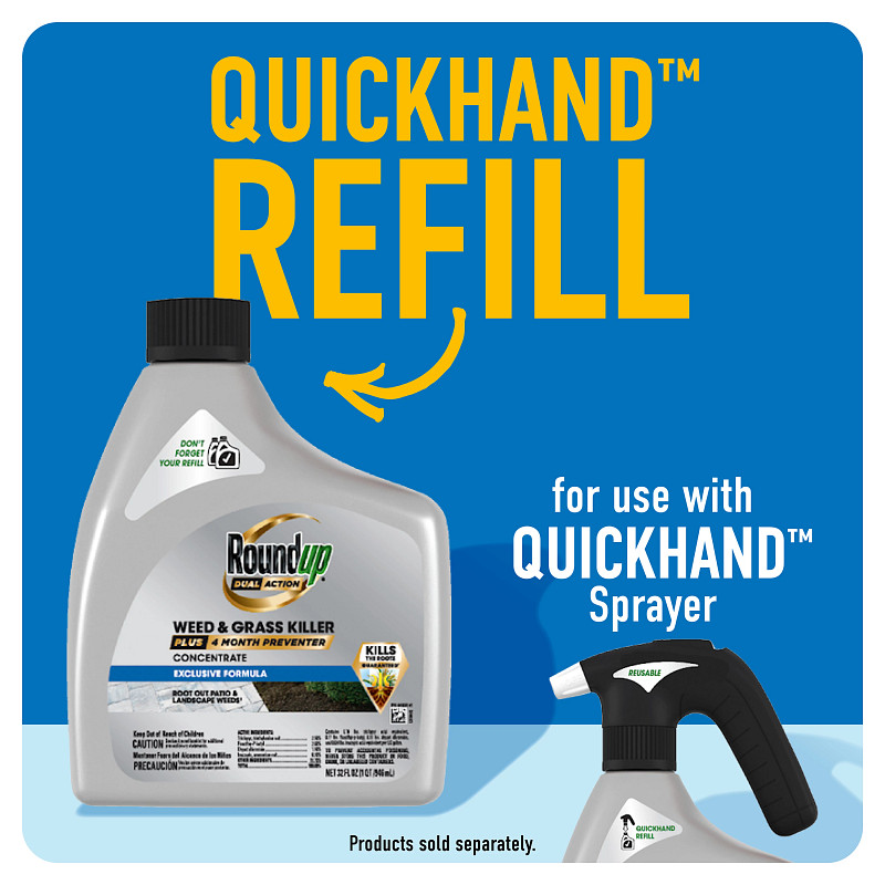 Roundup&reg; Dual Action Weed & Grass Killer Plus 4 Month Preventer with QuickHand&trade; Sprayer Refill image number 3.0