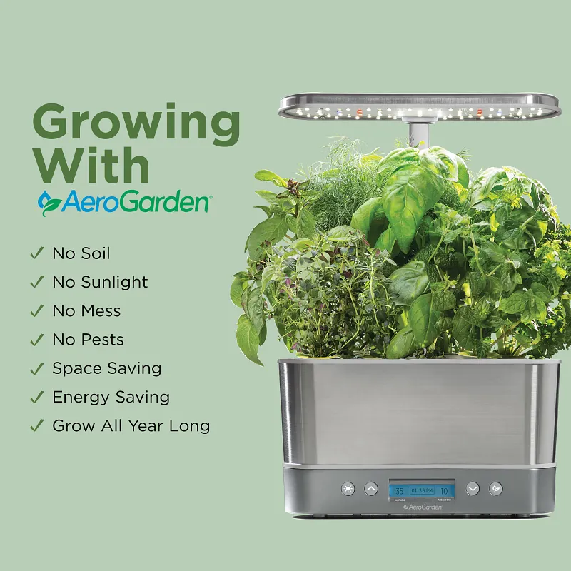 AeroGarden Harvest Elite with Seed Pod Kit, Stainless Steel image number 10.0