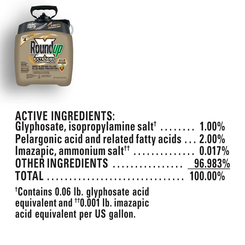 Roundup&reg; Ready-To-Use Extended Control Weed & Grass Killer Plus Weed Preventer II with Pump 'N Go&reg; 2 image number 5.0