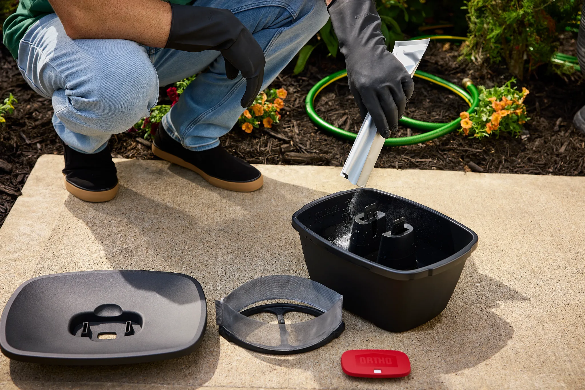 person using mosquito kill and prevent