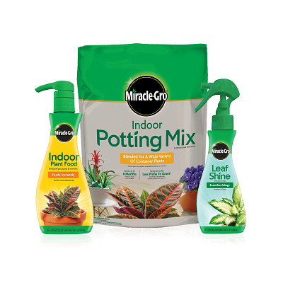 Miracle-Gro&reg; Indoor Potting Mix, Miracle-Gro&reg; Indoor Plant Food, and Miracle-Gro&reg; Leaf Shine