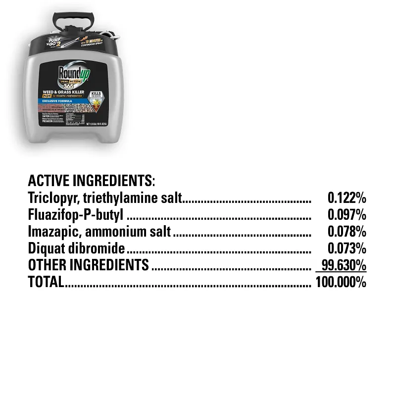 Roundup Dual Action 365 Weed & Grass Killer Plus 12 Month Preventer with Pump 'N Go 2 Sprayer image number 13.0