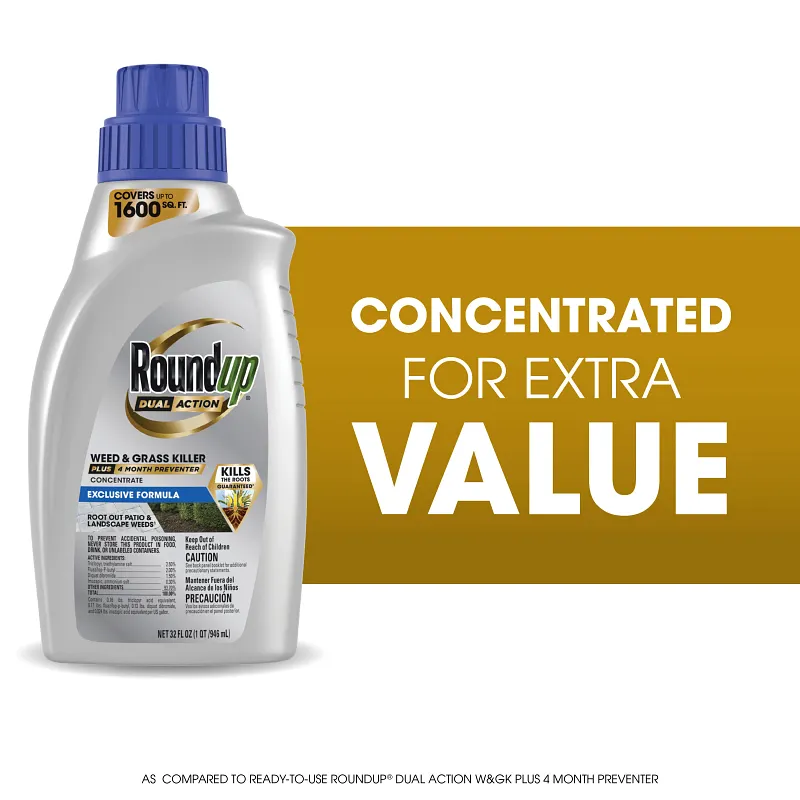 Roundup&reg; Dual Action Weed & Grass Killer Plus 4 Month Preventer Concentrate image number 1