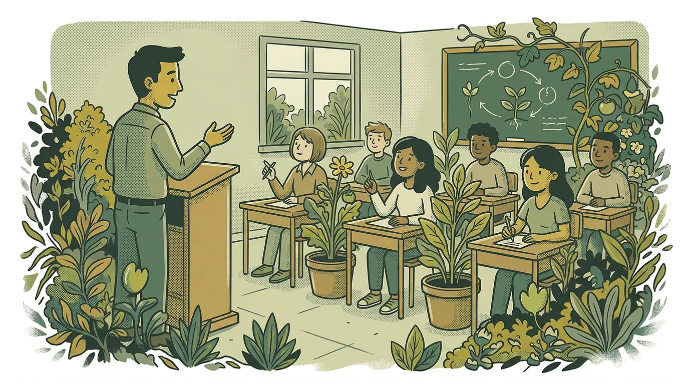 School with Plants
