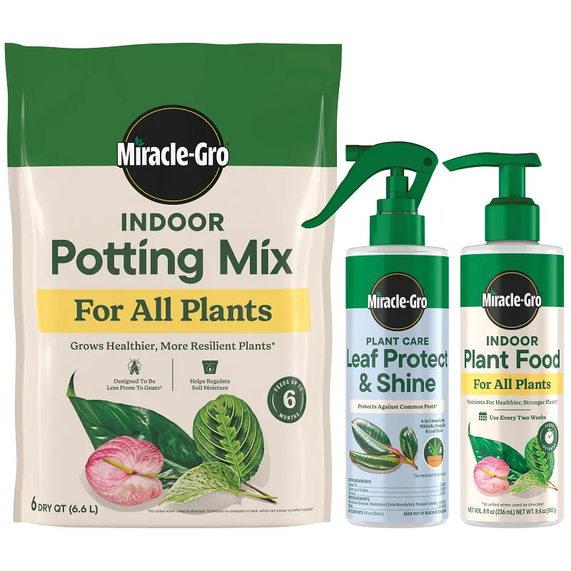 Indoor Potting Mix for All Plants, Plant Food for All Plants, and Plant Care Leaf Protect & Shine image number 1.0