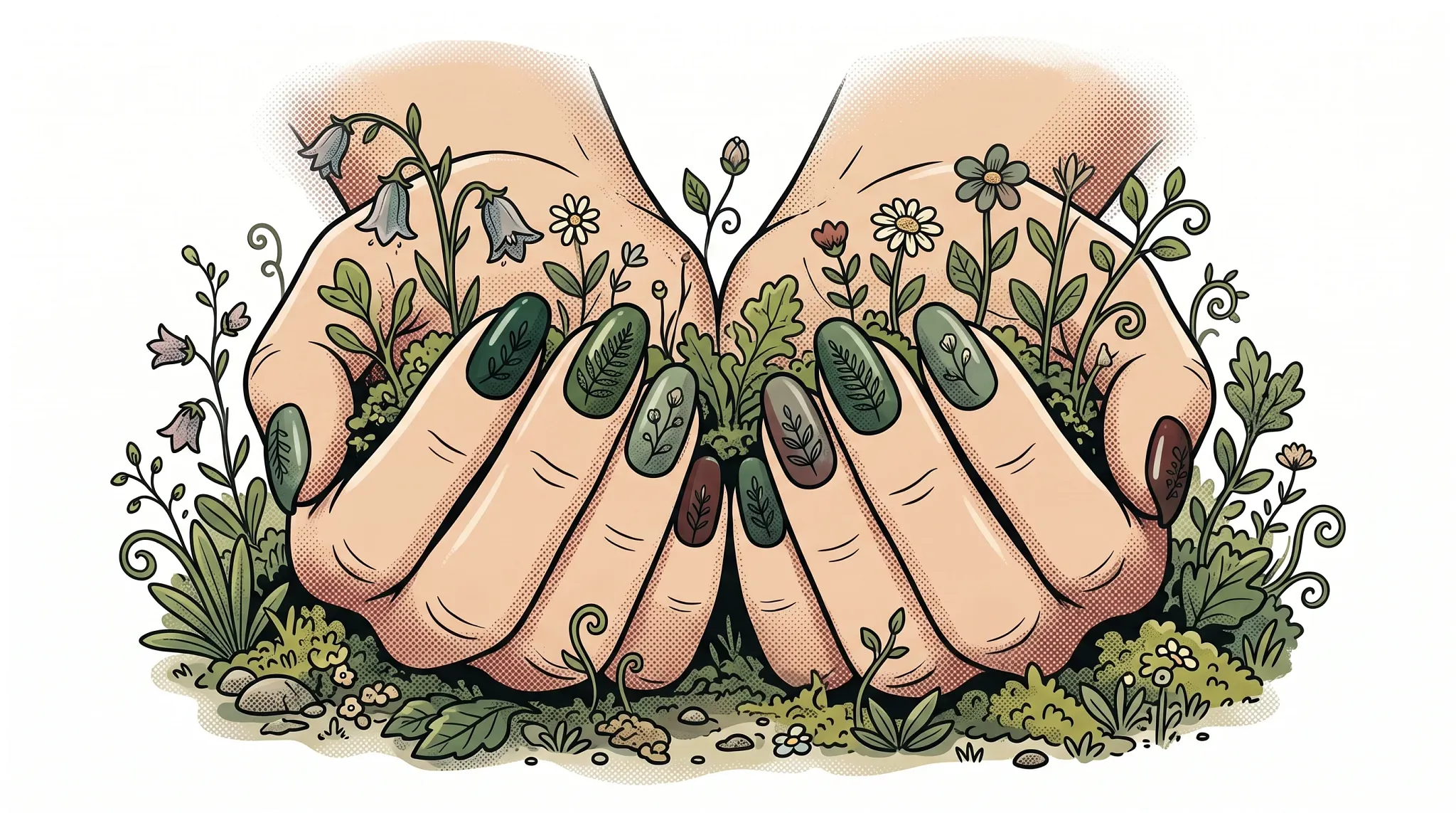 hand with garden nails