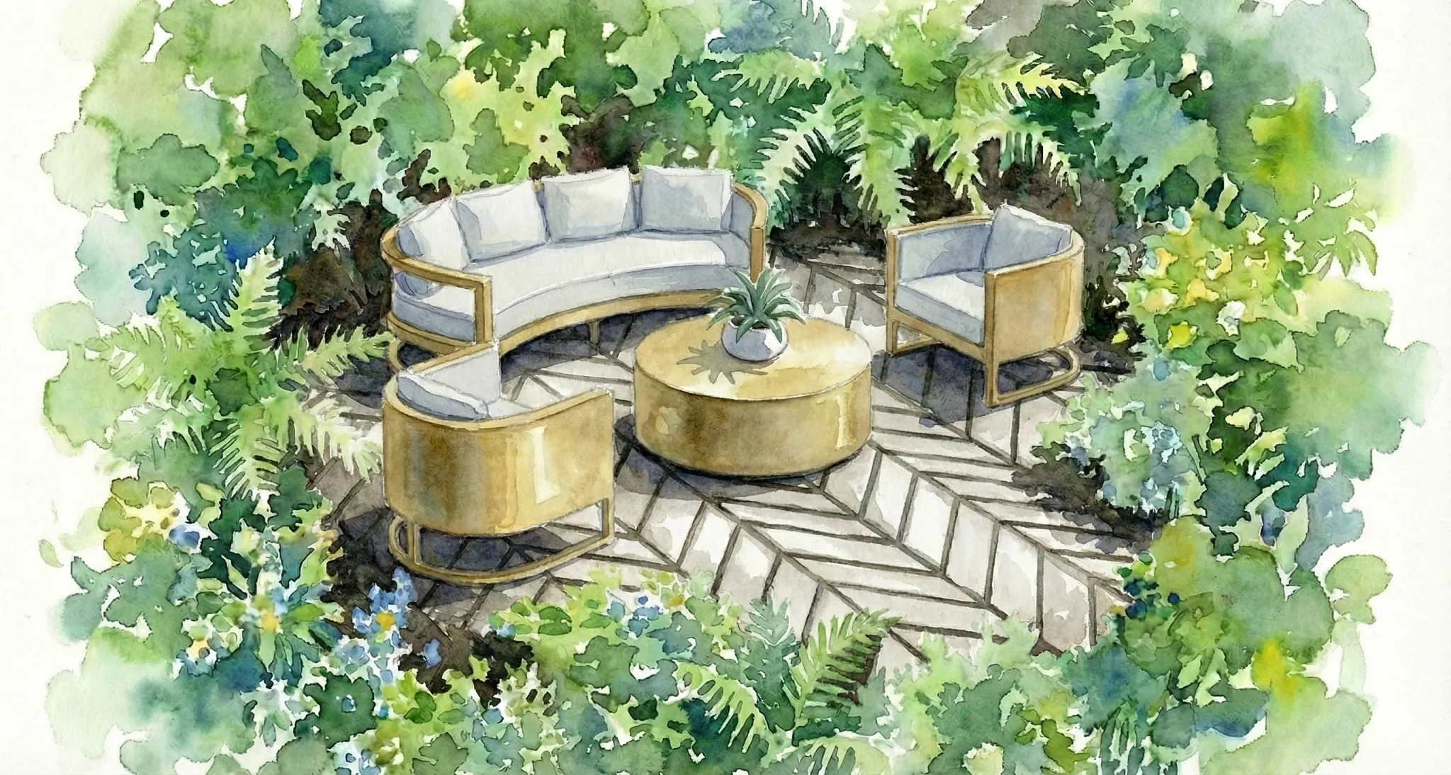 Chevron style tiles living room