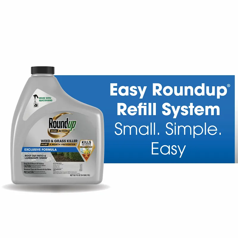 Roundup&reg; Dual Action Weed & Grass Killer Plus 4 Month Preventer with QuickHand&trade; Sprayer Refill image number 1.0