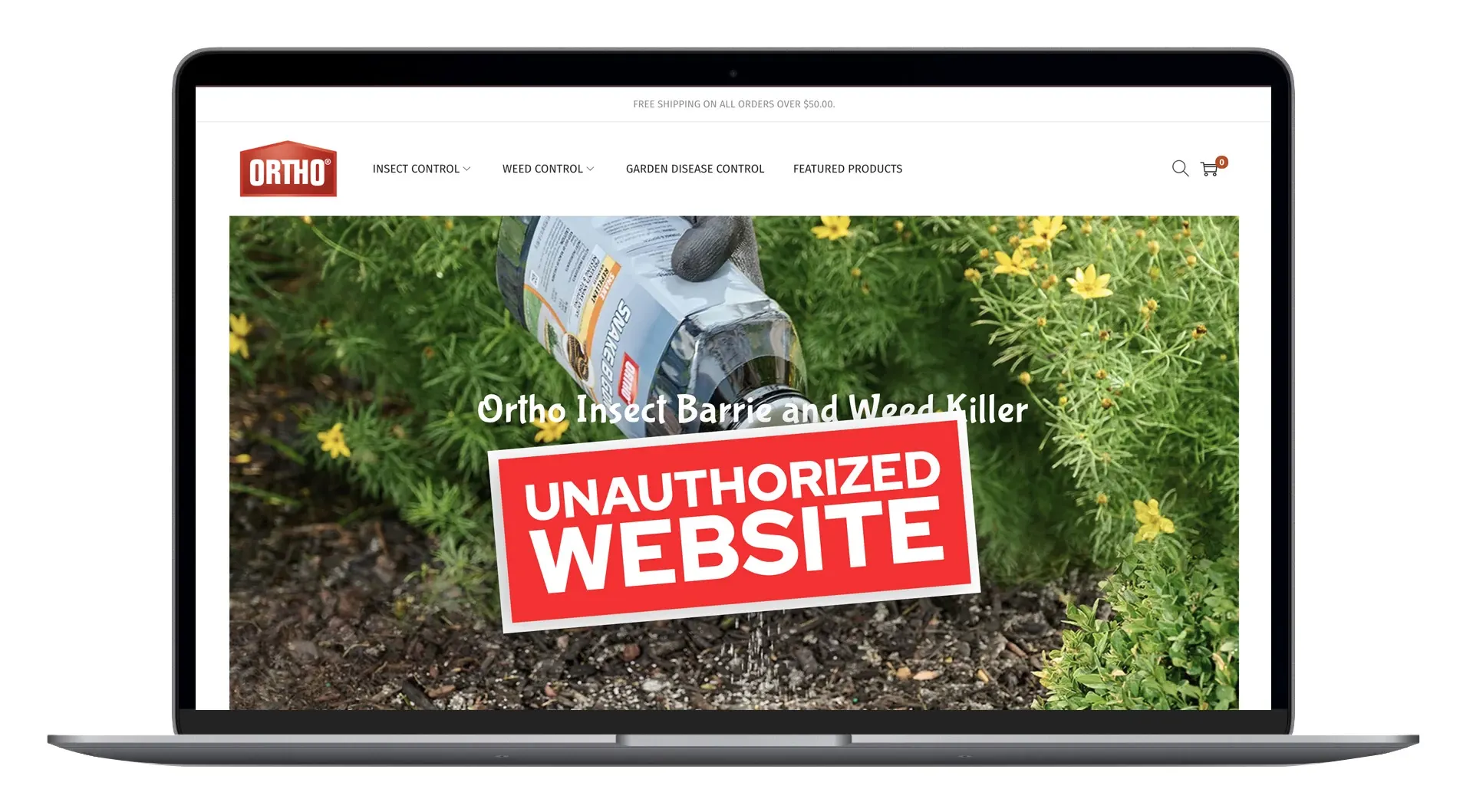 Screen shot of unauthorized website​ homepage. Text reads: Unauthorized Website.