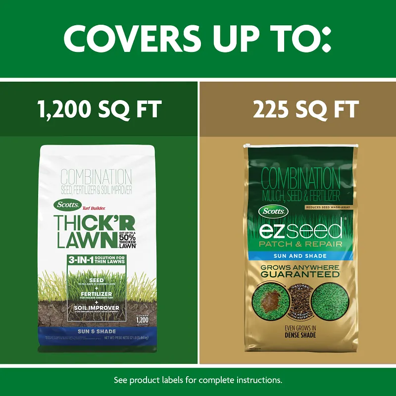 Scotts&reg; Turf Builder&reg; Thick'R Lawn&reg; 12lb. and EZ Seed&reg; Patch & Repair Sun and Shade 10lb. Bundle image number 5.0