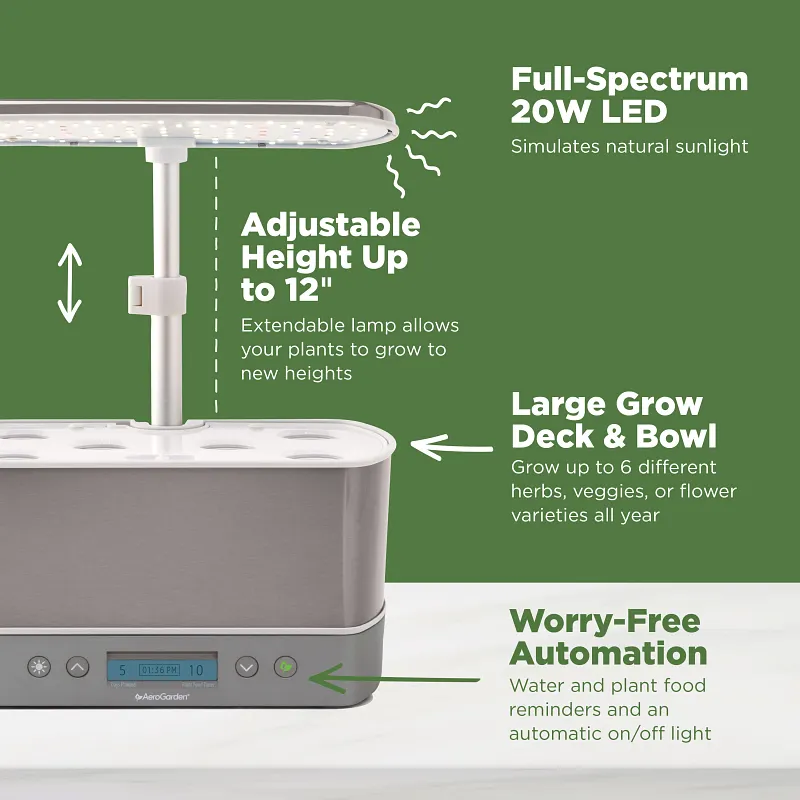 AeroGarden Harvest Elite with Seed Pod Kit, Stainless Steel image number 6.0